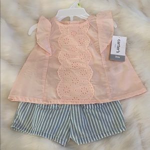 Baby girls carts shorts set pink blue 3 months NWT